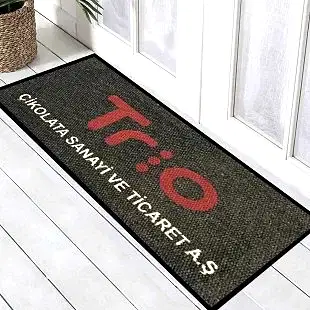 Firmalara Özel Kırmızı Siyah Tabanlı Logolu Paspas Trio