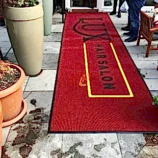 Bayan Kuaförleri İçin Kırmızı Logolu Paspas Lux Hair